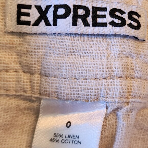 Express Linen Blend Button Sailor Shorts Beige - Size 0 - Picture 4 of 4